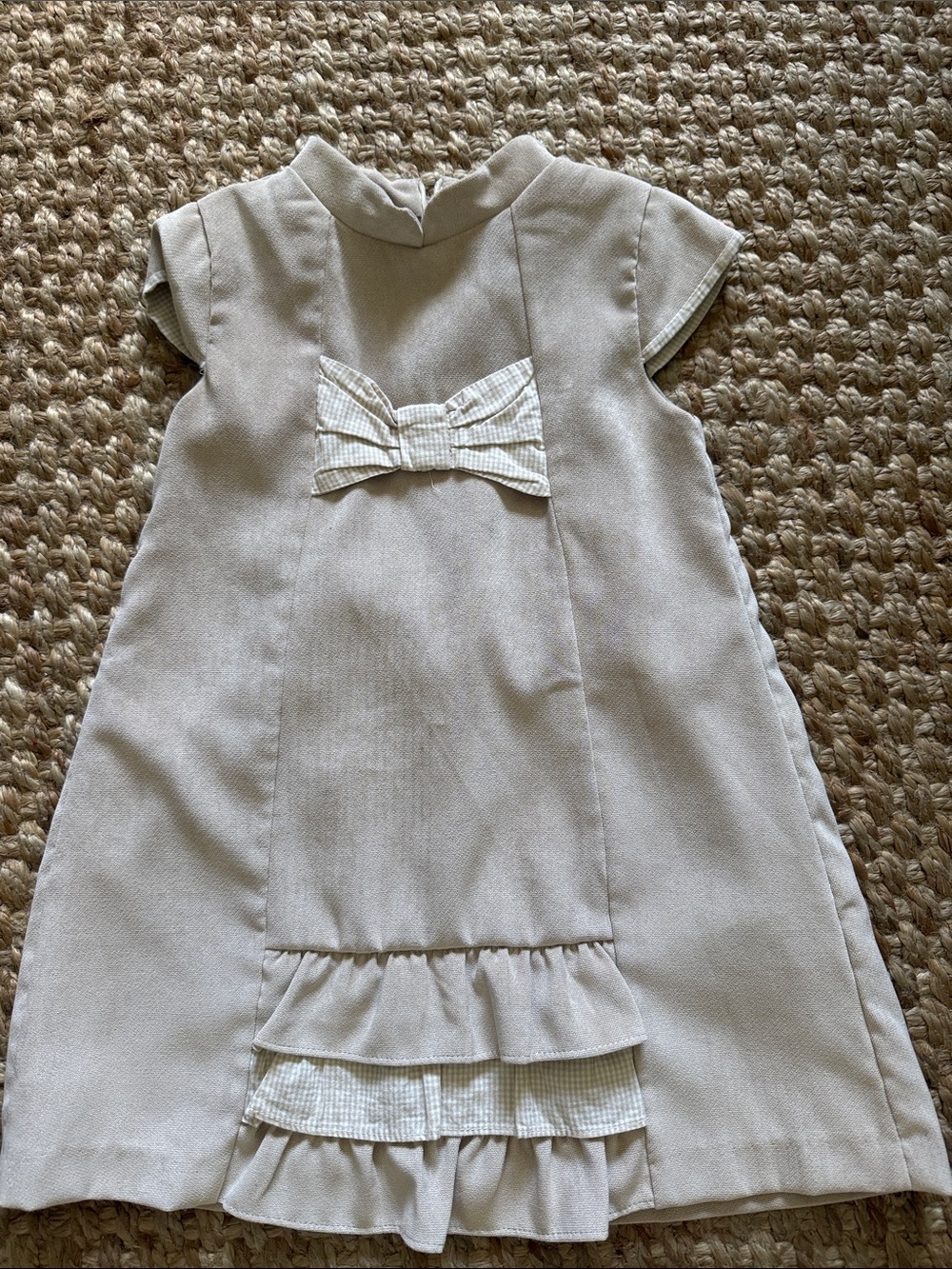 Classic Cream Girls' Dress with Bow Detail